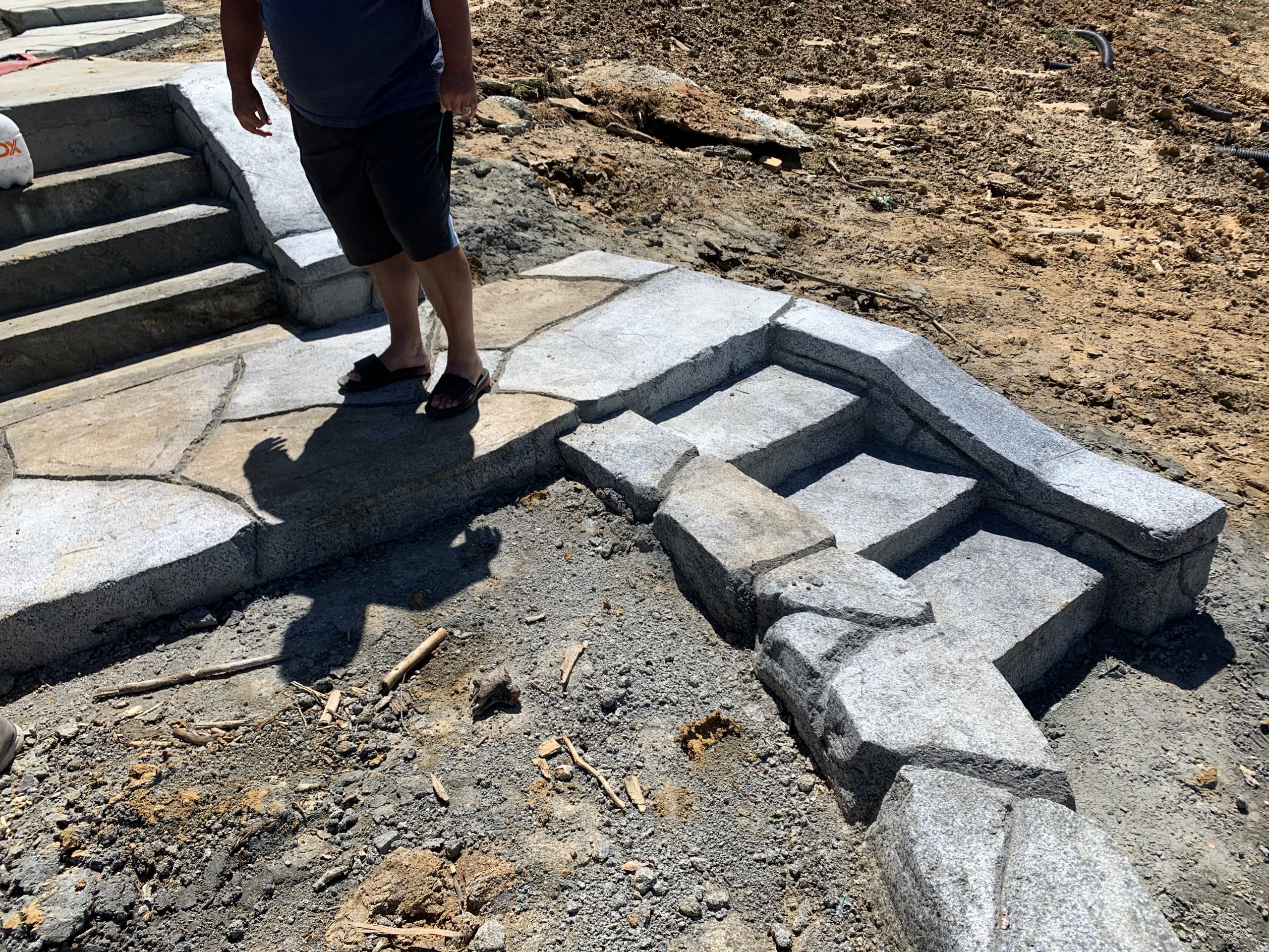 Hand-carved concrete wall