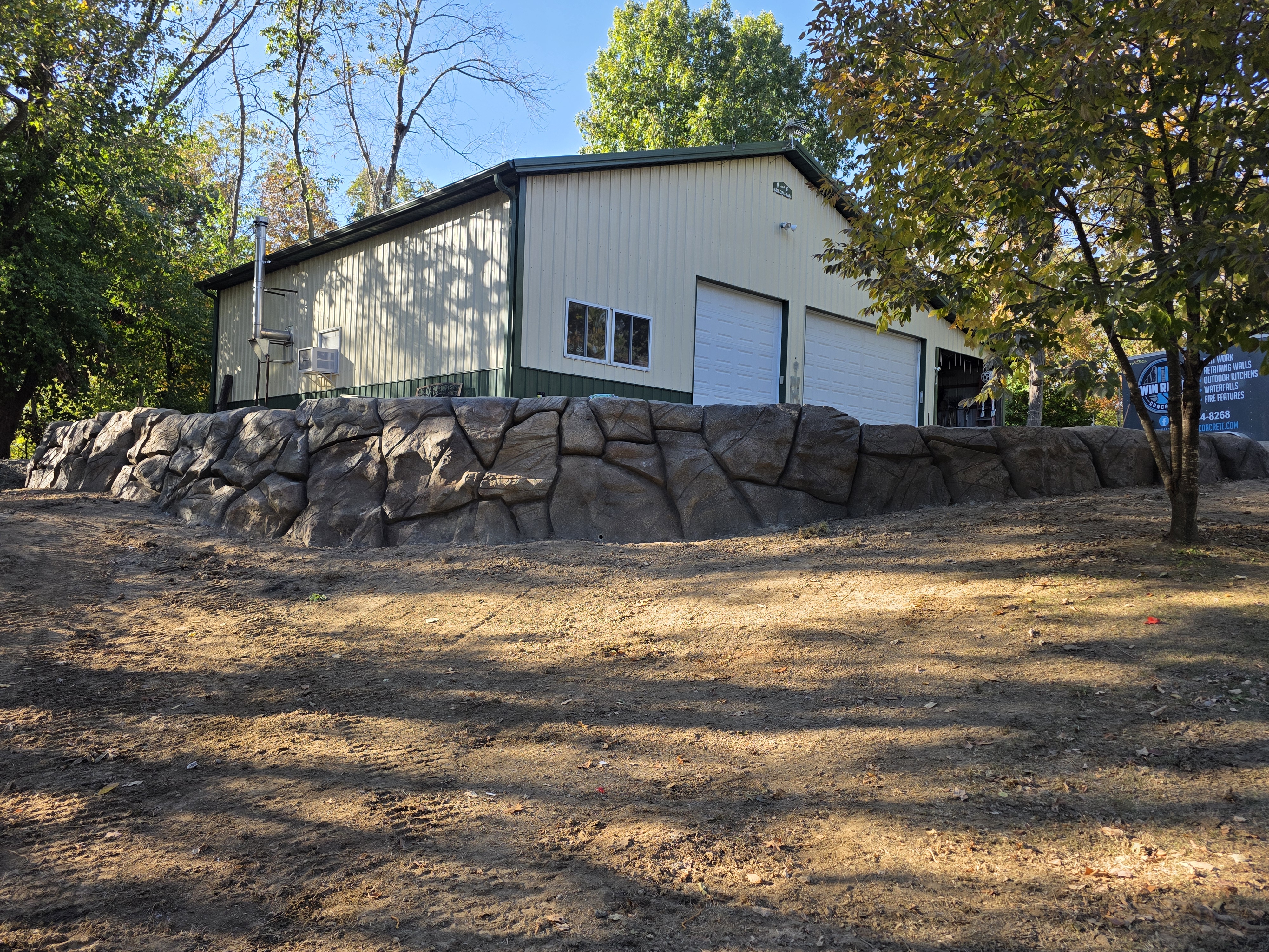 Custom concrete retaining wall