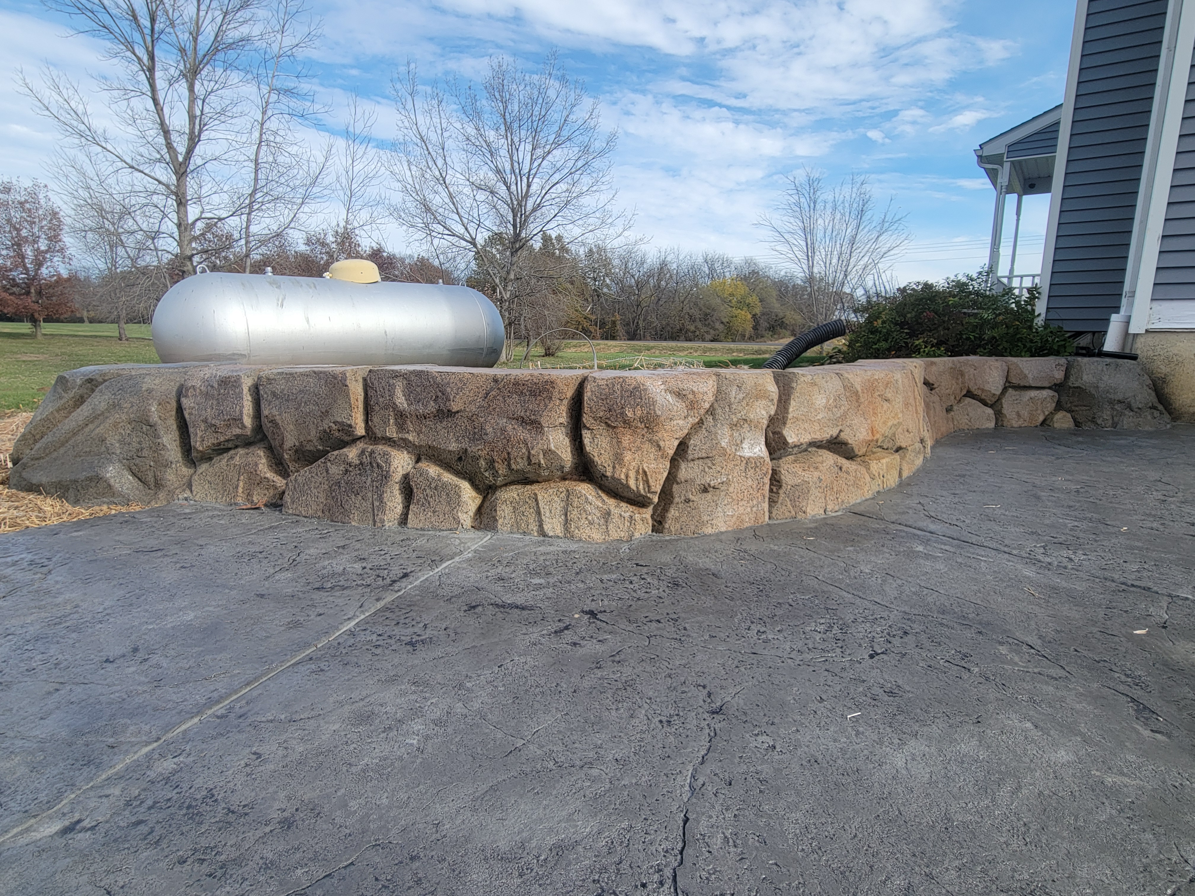 Retaining wall with patio