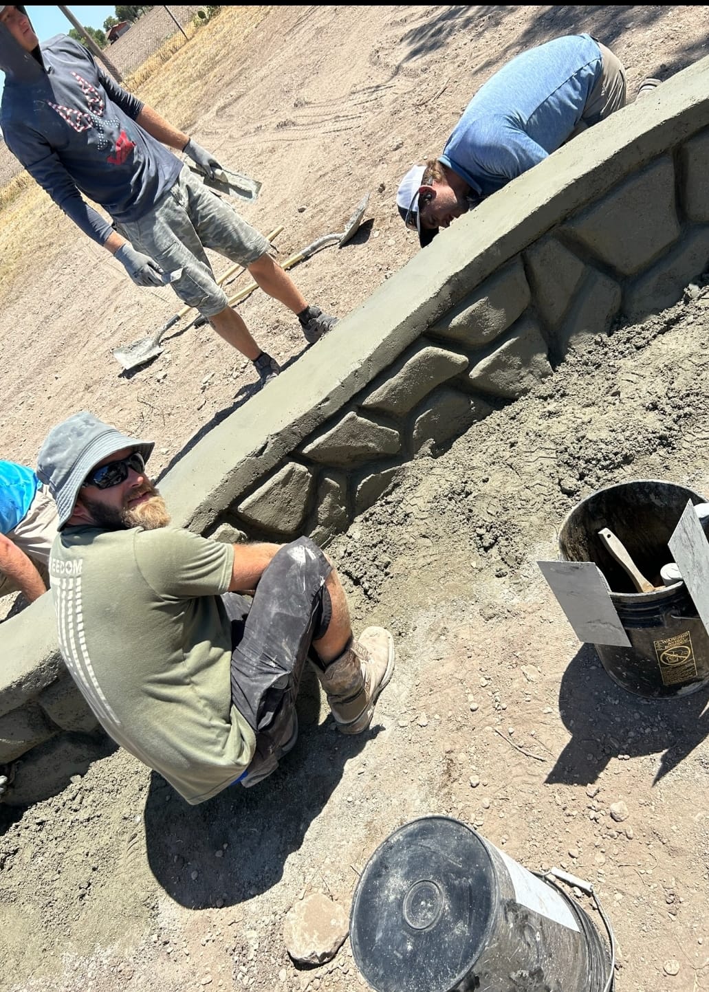 Hand-carved retaining wall